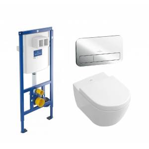 Комплект унитаз безободковый Villeroy&Boch Subway 2.0 Direct Flush и инсталляция ViConnect
